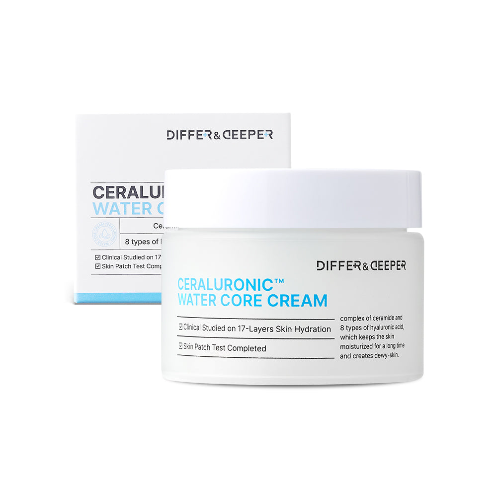DIFFER&DEEPER DIFFER&DEEPER Ceraluronic Water Core Cream 50g - hydrating - front bottle shot