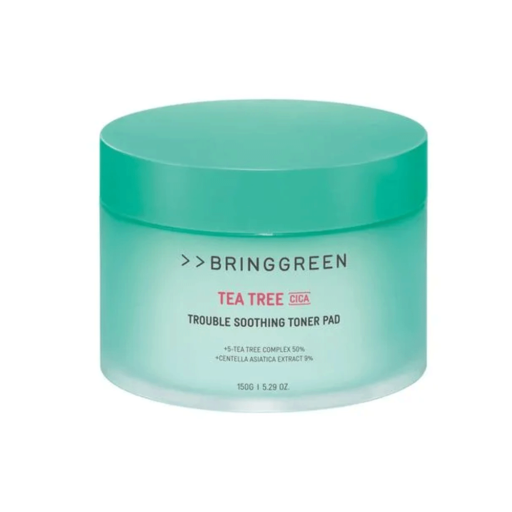 BRING GREEN BRING GREEN Tea Tree Cica Trouble Soothing Toner Pad 90 pads - hydrating - front bottle shot