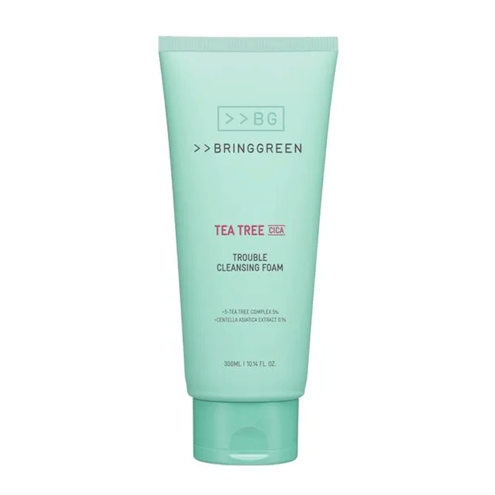 BRING GREEN BRING GREEN Tea Tree Cica Trouble Cleansing Foam 300ml - hydrating - front bottle shot