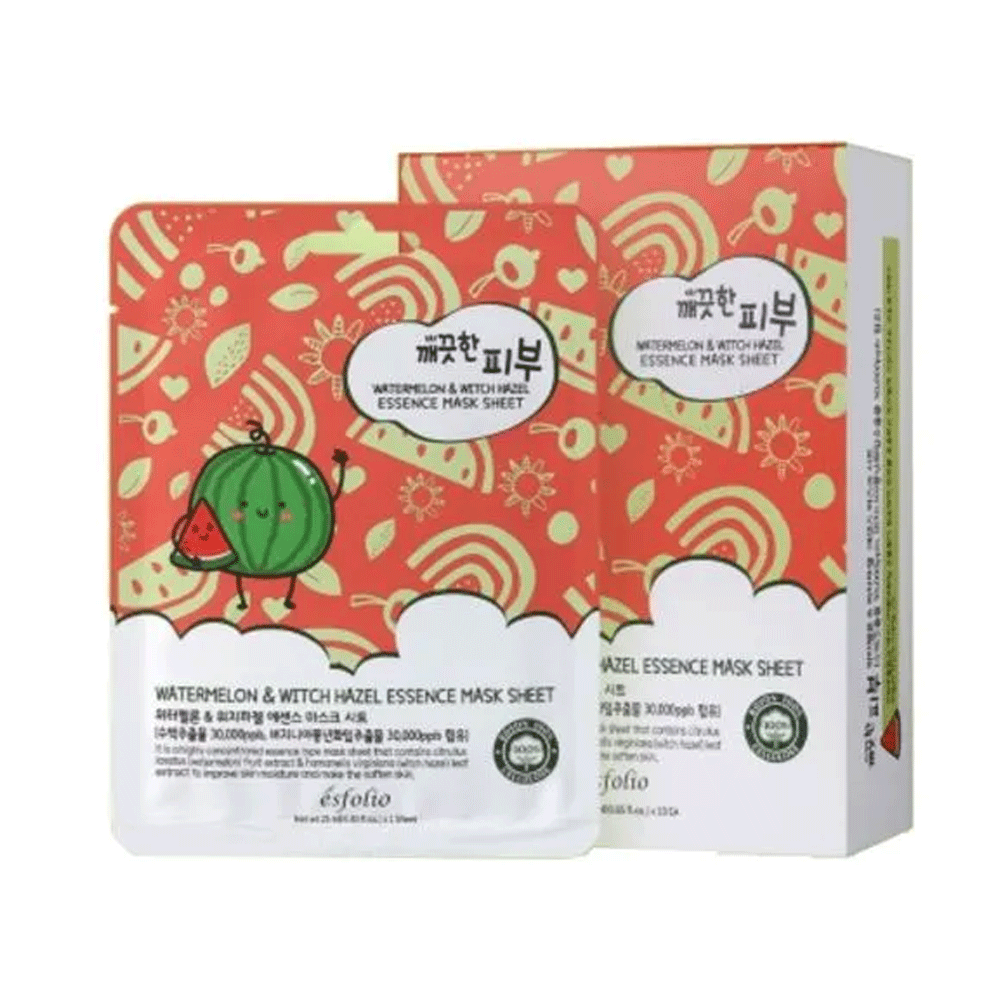 esfolio esfolio Watermelon & Witch Hazel Essence Mask Sheet 25ml *10ea - soothing - front bottle shot