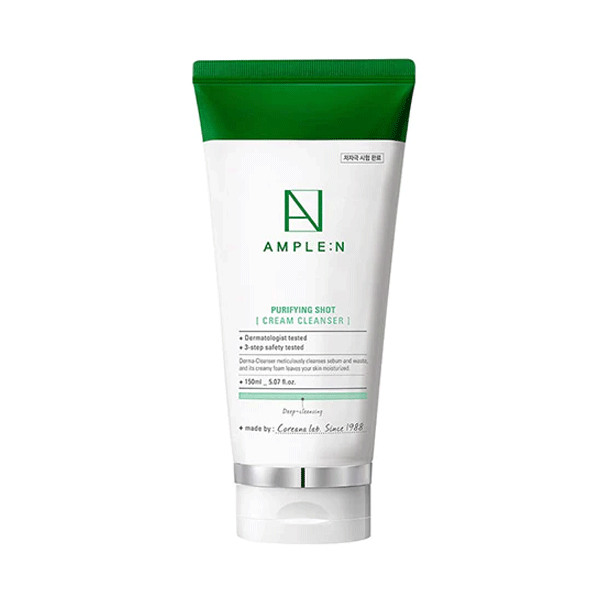 AMPLE:N AMPLE:N Purifying Shot Cream Cleanser 150ml (2021 Renewal) - hydrating - front bottle shot
