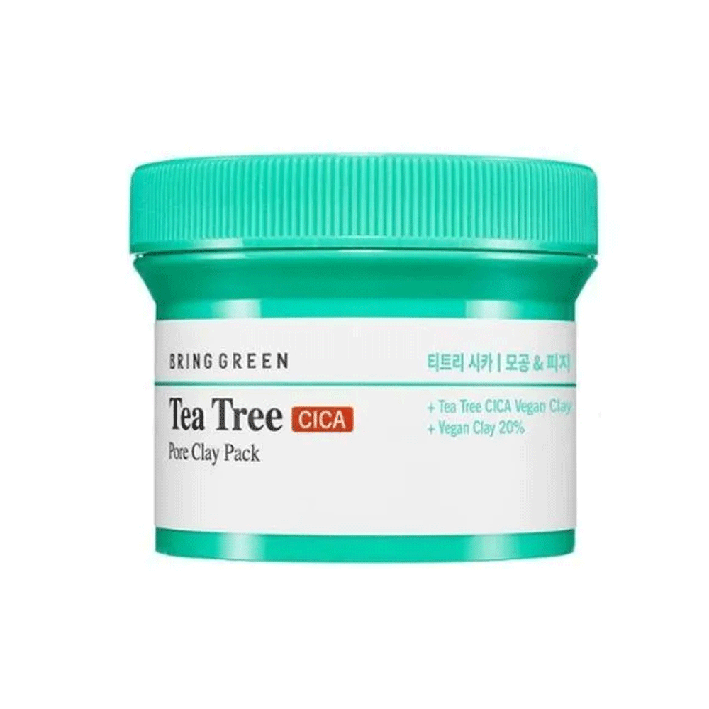 BRING GREEN BRING GREEN Tea Tree Cica Pore Clay Pack 120g - soothing - front bottle shot