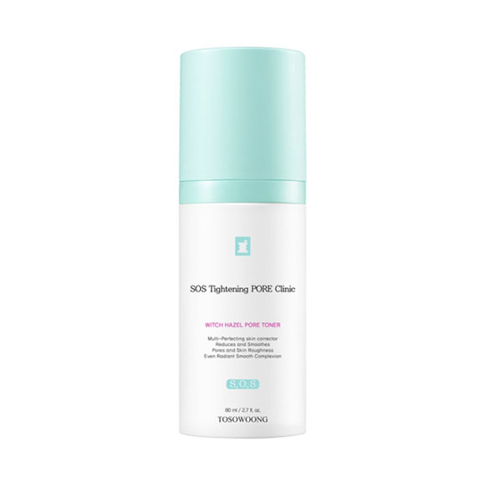 TOSOWOONG TOSOWOONG SOS Tightening Pore Clinic Witch Hazel Pore Toner 80ml - hydrating - front bottle shot