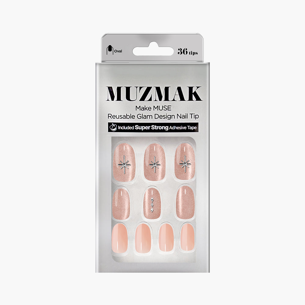 MUZMAK MUZMAK Nail Tips 36pcs #Lavish(Oval) - brightening - front bottle shot