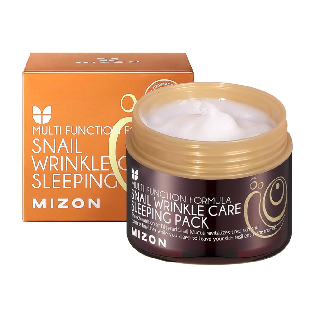 MIZON MIZON Snail Wrinkle Care Sleeping Pack 80ml - brightening - front bottle shot