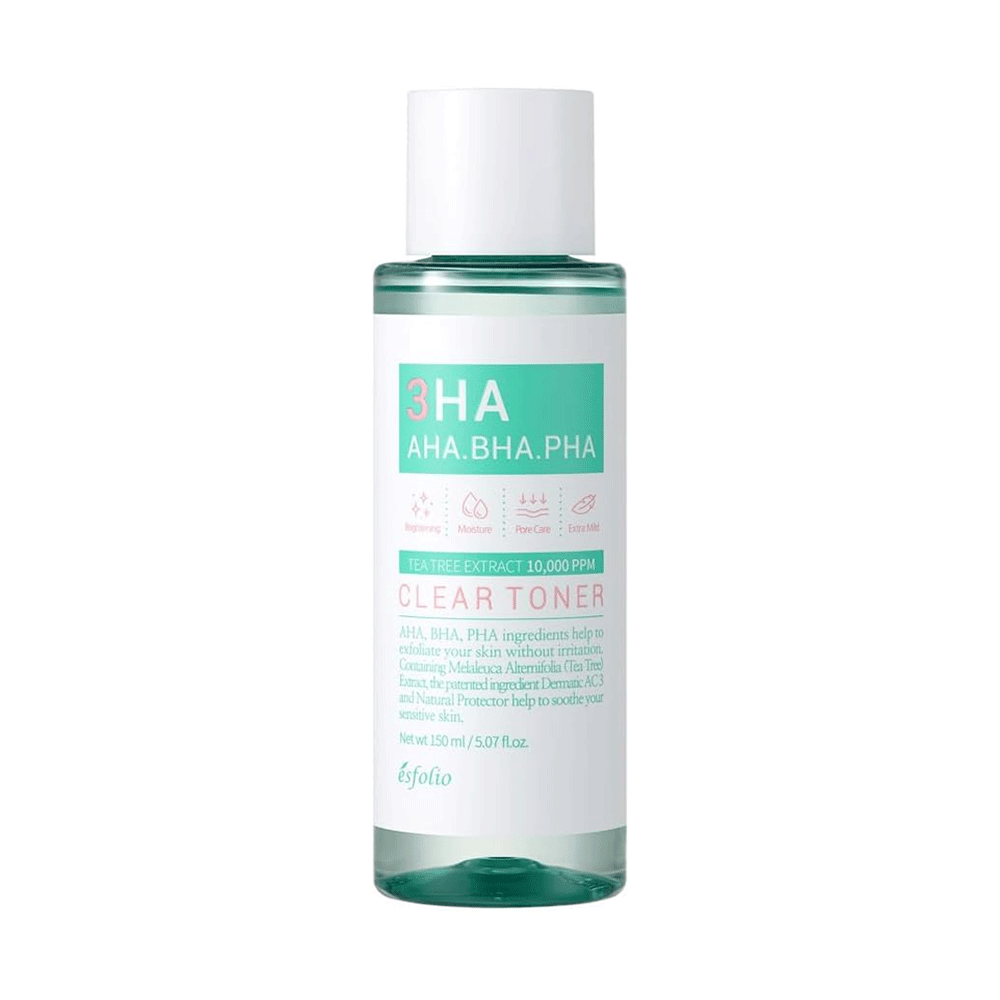 esfolio esfolio 3HA Clear Toner 150ml - hydrating - front bottle shot