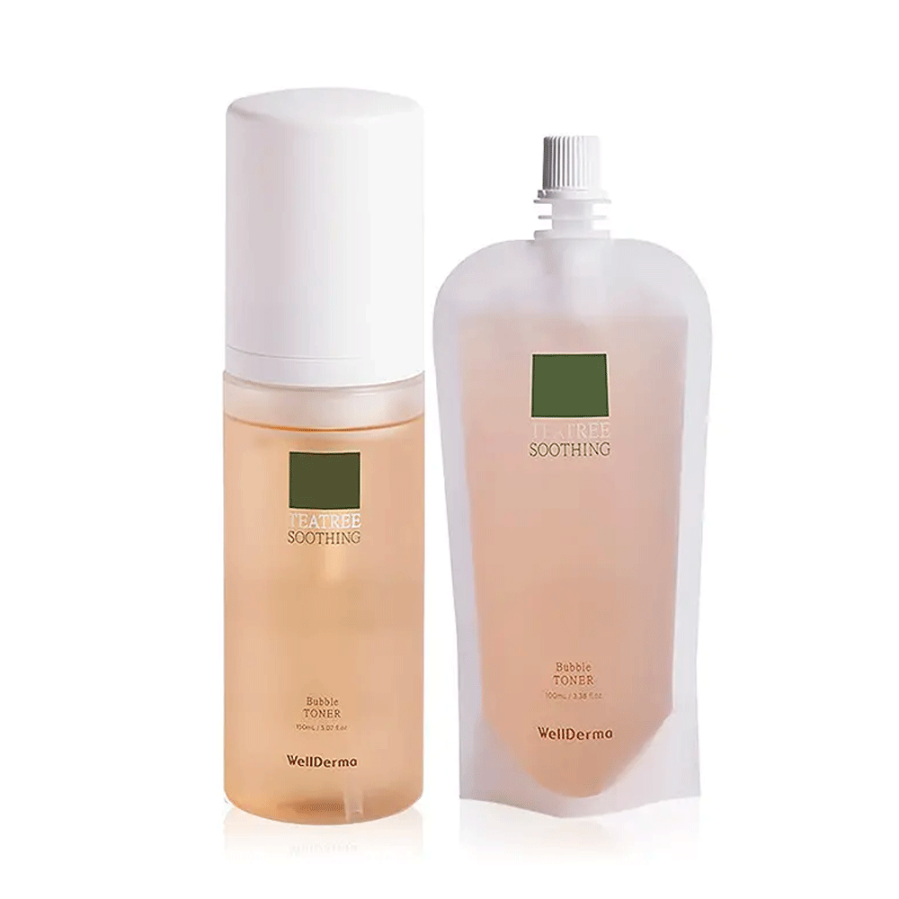 WellDerma WellDerma TeaTree Soothing Bubble Toner 150ml + Refill 100ml - hydrating - front bottle shot