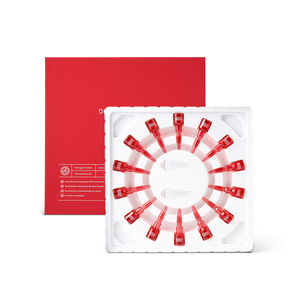 DIFFER&DEEPER DIFFER&DEEPER Red Exosome Skin Booster 2ml x 14ea - hydrating - front bottle shot