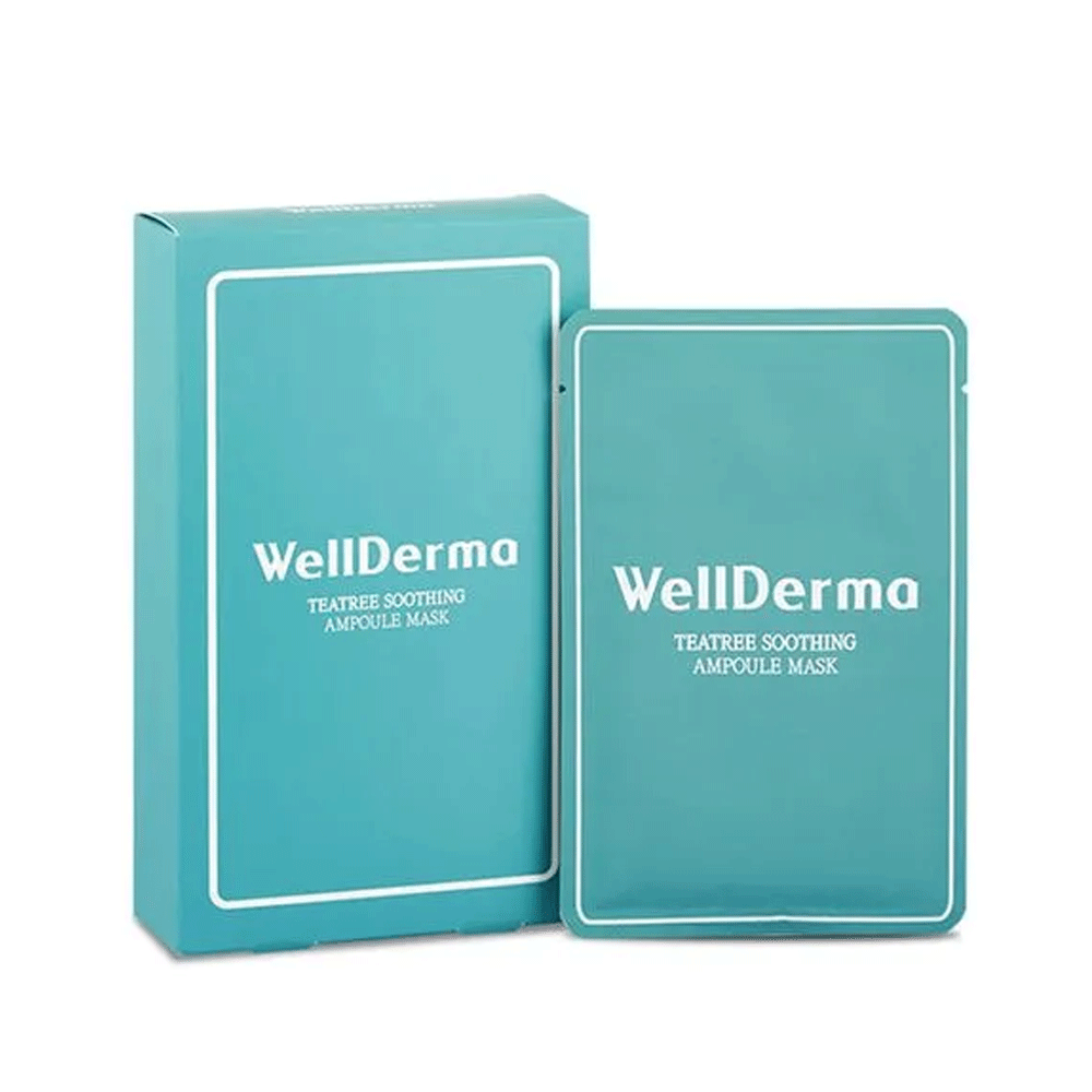 WellDerma WellDerma TeaTree Soothing Ampoule Mask Paper Box 25ml *10 pcs - hydrating - front bottle shot