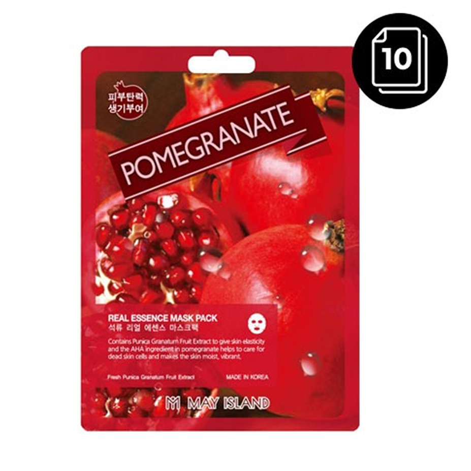 MAY ISLAND MAY ISLAND Pomegranate Real Essence Mask Pack 25ml * 10ea - hydrating - front bottle shot