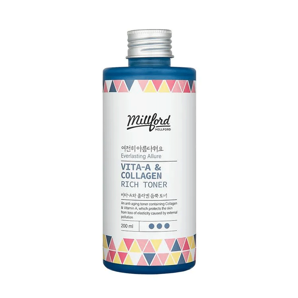 Millford Millford Vita A & Collagen Rich Toner 200ml - hydrating - front bottle shot