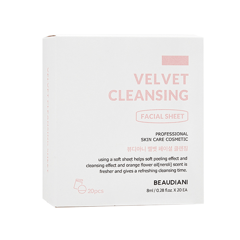 BEAUDIANI BEAUDIANI Velvet Facial Cleansing Sheet 8ml x 20ea - hydrating - front bottle shot