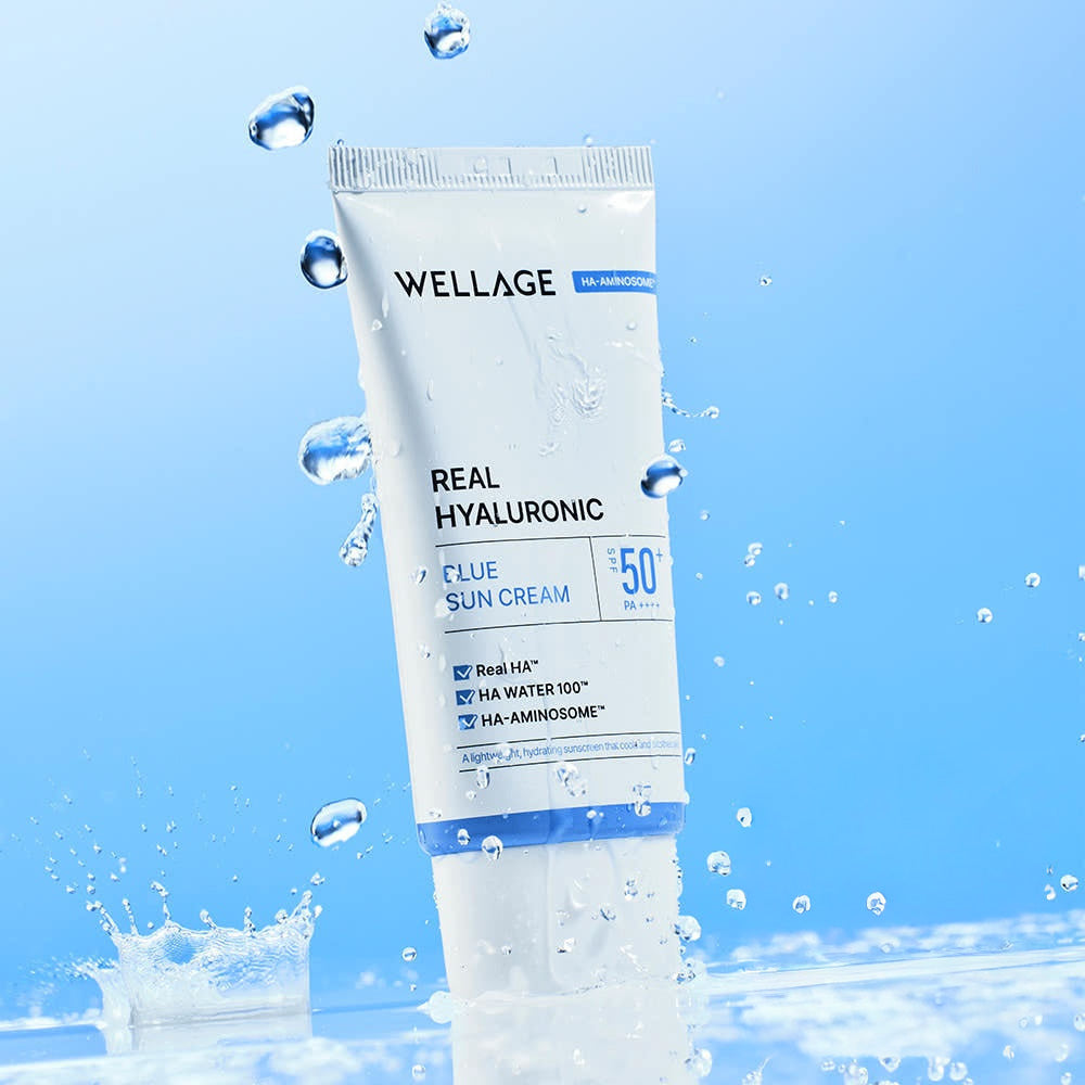 WELLAGE Wellage Real Hyaluronic Blue Sun Cream 50ml - hydrating - front bottle shot