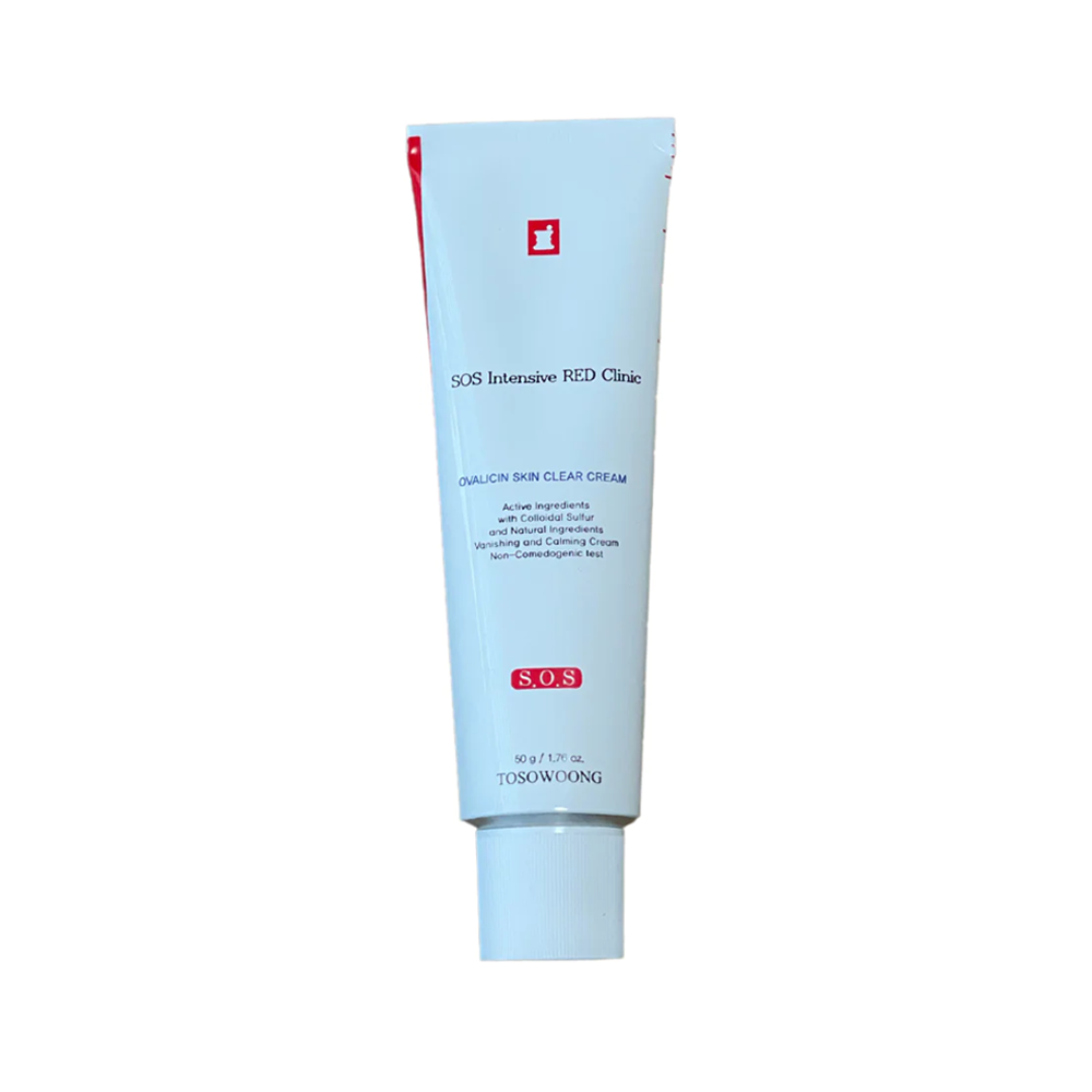 TOSOWOONG TOSOWOONG SOS Intensive Red Clinic Ovalicin Skin Clear Cream 50g - soothing - front bottle shot