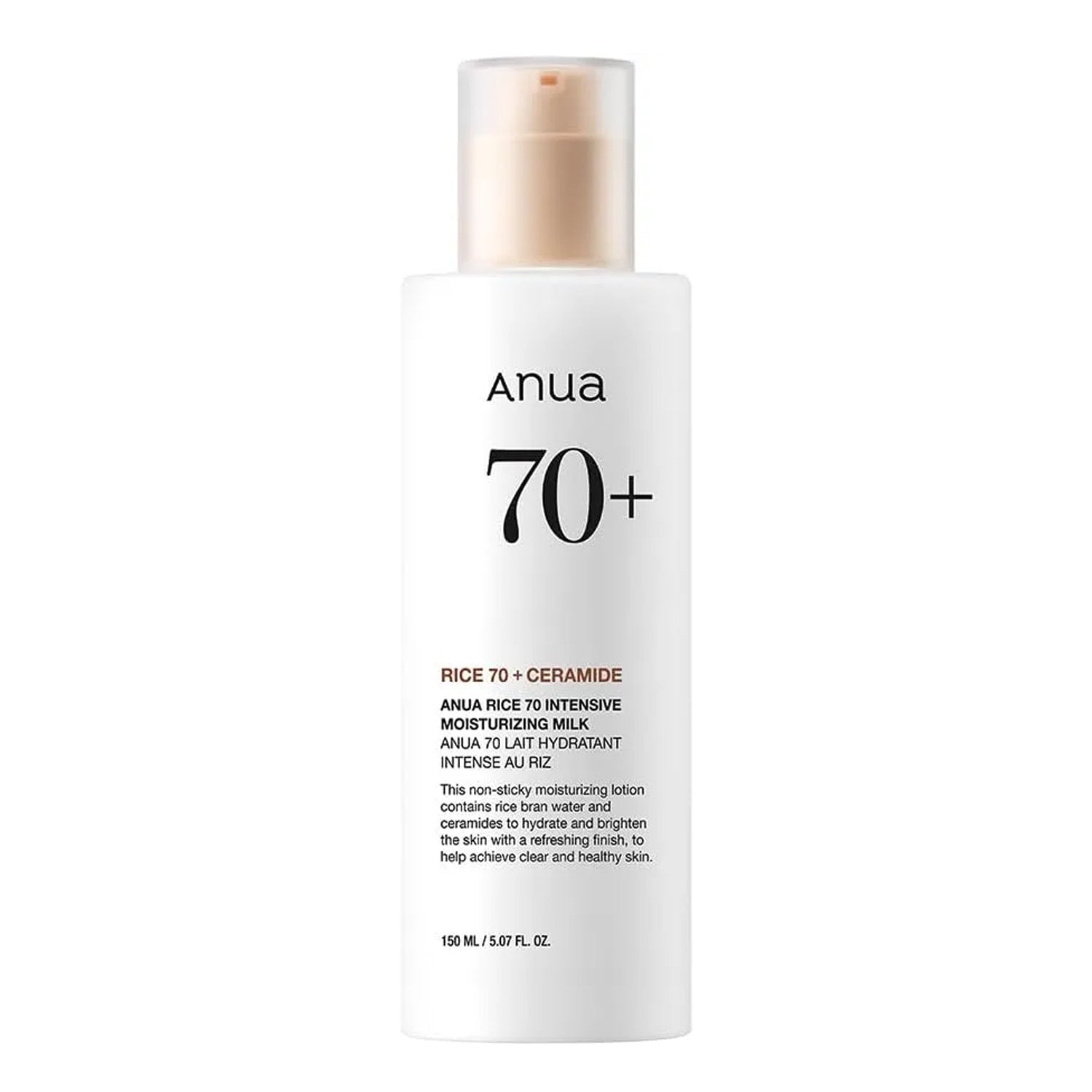 Anua ANUA Rice 70 Intensive Moisturizing Milk 150ml - hydrating - front bottle shot