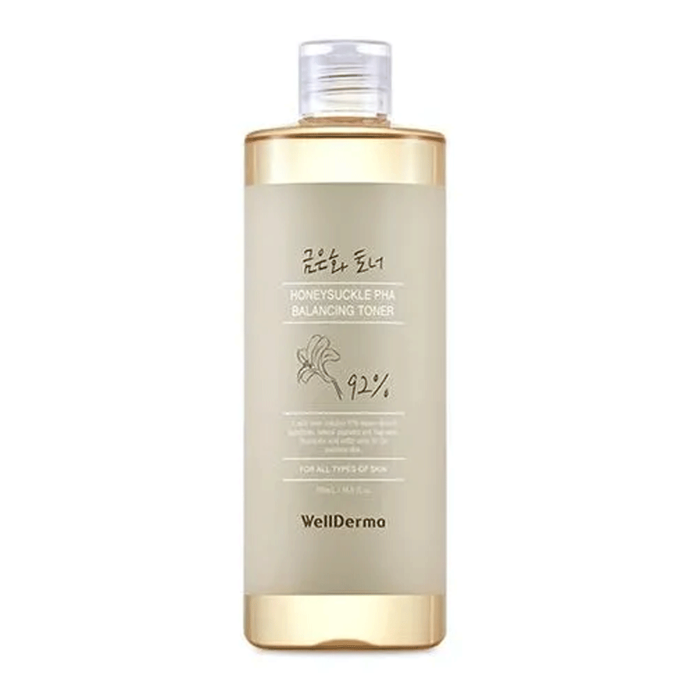 WellDerma WellDerma Honeysuckle PHA Balancing Toner 500ml - hydrating - front bottle shot