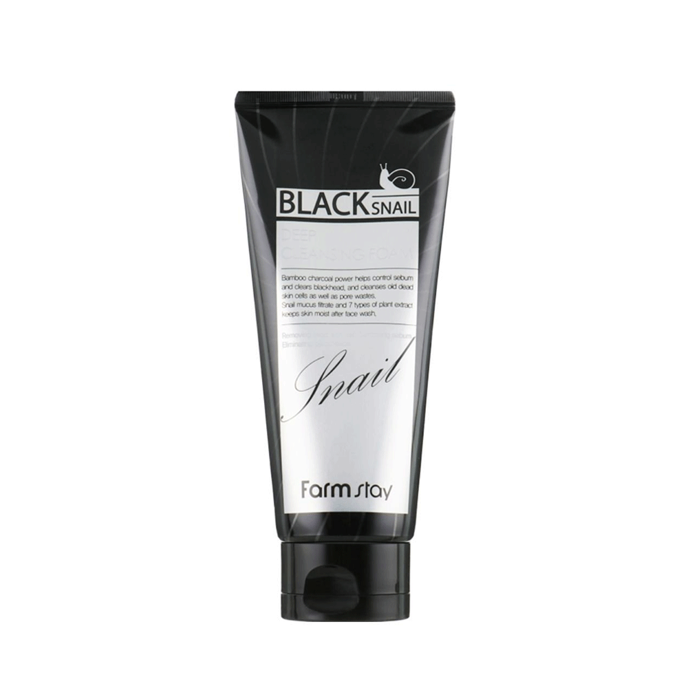 Farmstay Farmstay Black Snail Deep Cleansing Foam 180ml - hydrating - front bottle shot