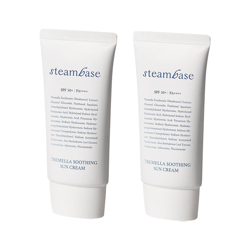 steambase 1+1 steambase Tremella Soothing Sun Cream PF50+ PA++++ 50ml - hydrating - front bottle shot