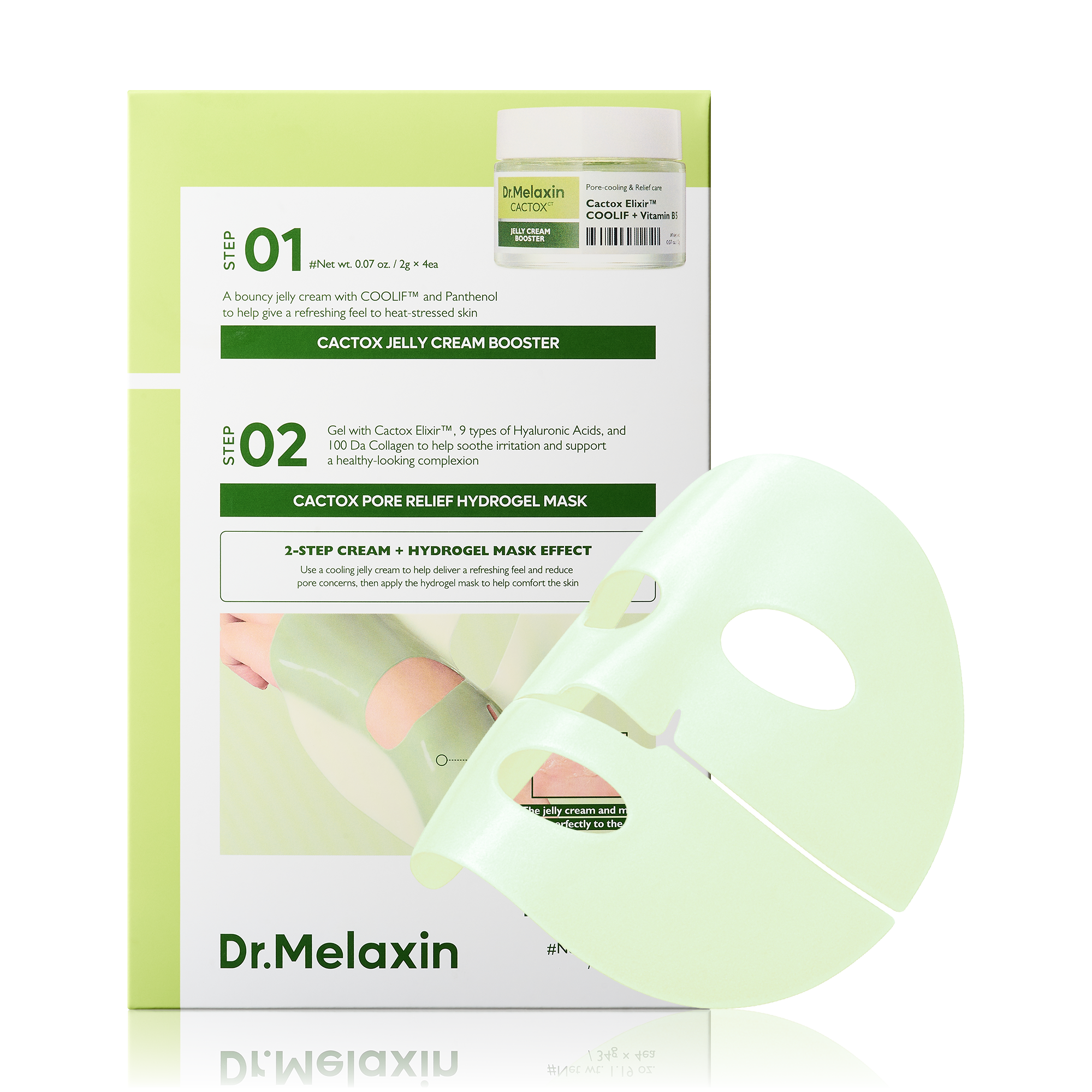 Dr.Melaxin Dr.Melaxin Cactox Pore Relief Jelly Cream Hydrogel Mask 2g+34g x 4ea - hydrating - front bottle shot