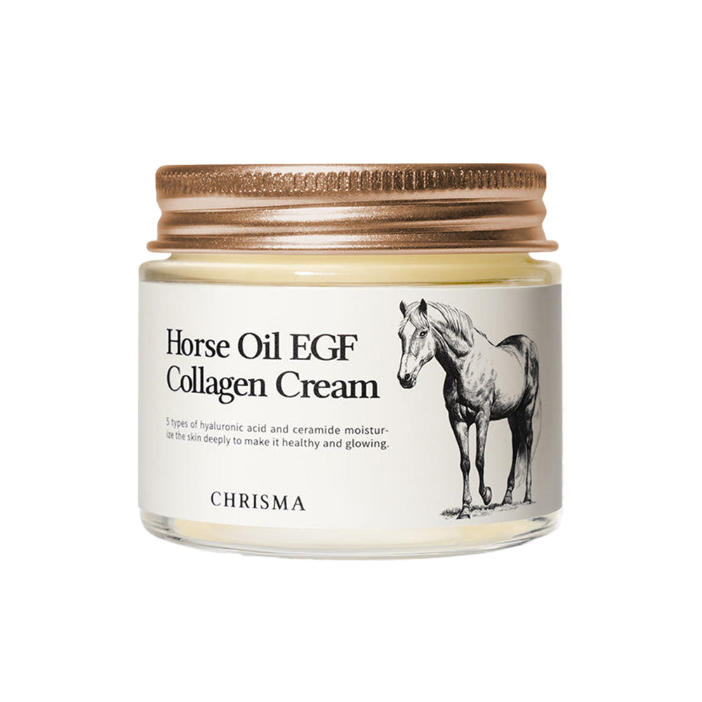 CHRISMA CHRISMA Horse Oil EGF Collagen Cream 70g - hydrating - front bottle shot