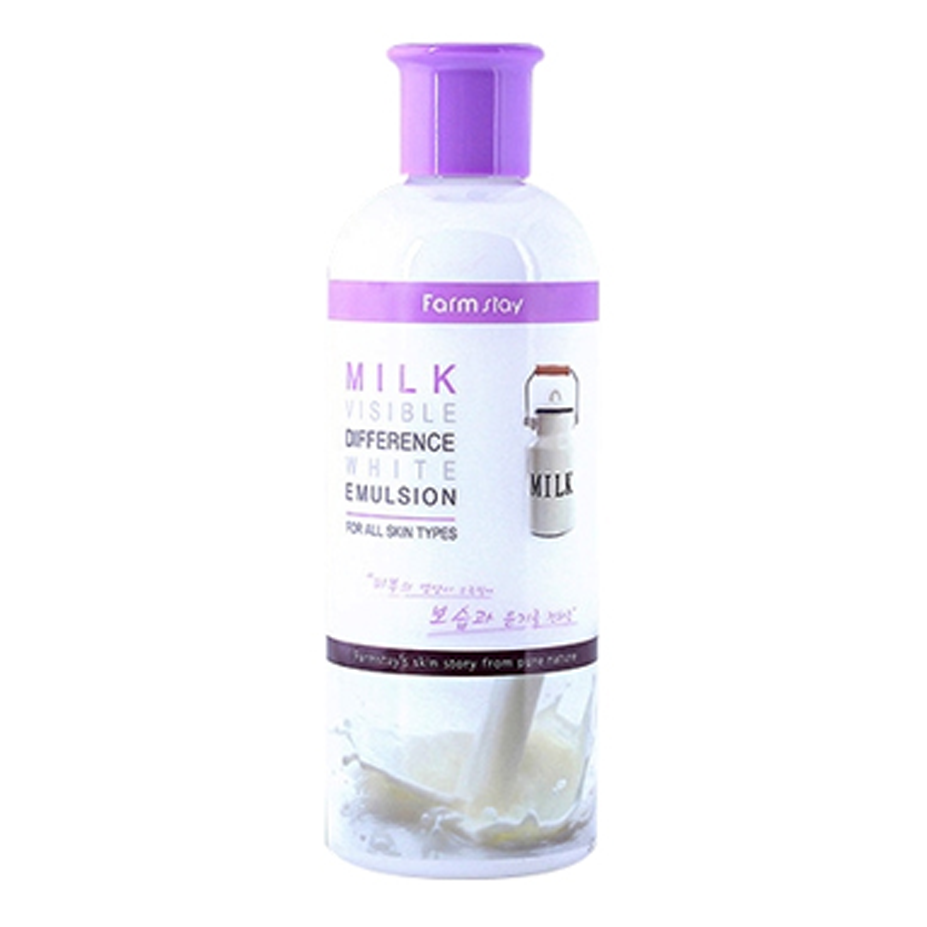 Farmstay Farmstay Milk Visible Difference White Emulsion 350ml - brightening - front bottle shot