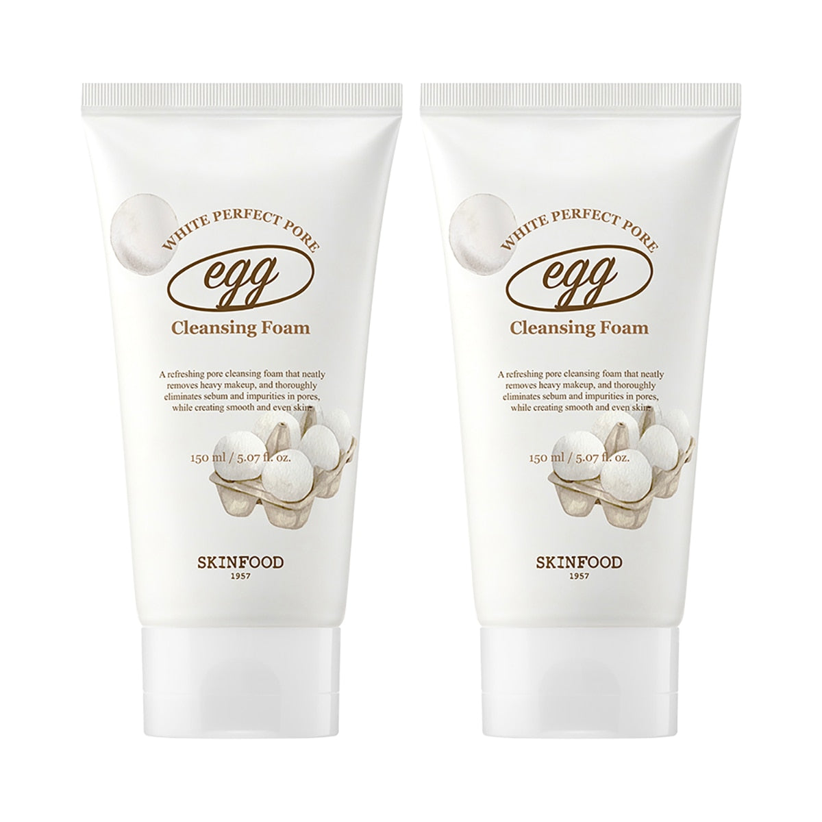 SKINFOOD SKINFOOD Egg White Perfect Pore Cleansing Foam 150ml x 2ea - hydrating - front bottle shot