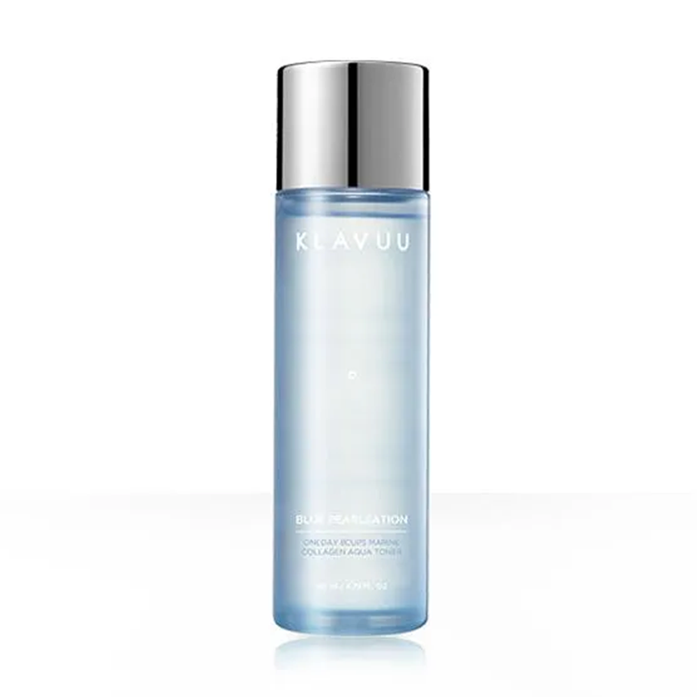 KLAVUU KLAVUU Blue Pearlsation One Day 8 Cups Marine Collagen Aqua Toner 140ml - hydrating - front bottle shot