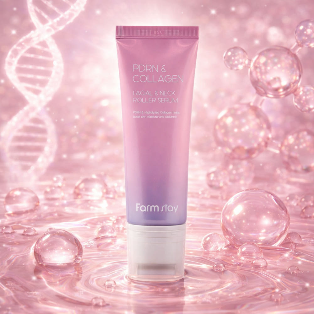 Farmstay Farmstay PDRN Collagen Facial And Neck Roller Serum 100ml - soothing - front bottle shot