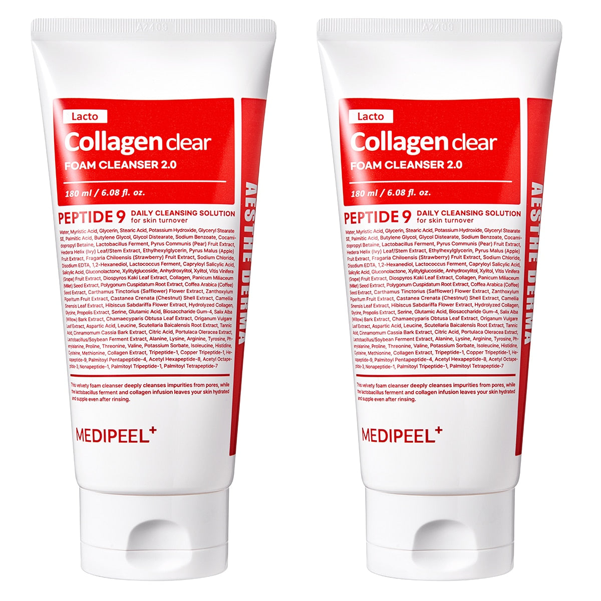 MEDI-PEEL MEDI-PEEL Red Lacto Collagen Clear Cleansing Foam 180ml x 2ea - hydrating - front bottle shot