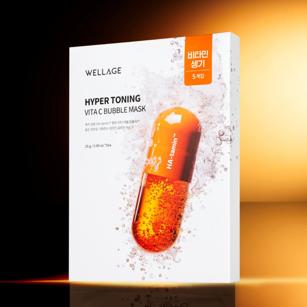 WELLAGE Wellage Hyper Toning Vita C Bubble Mask 25g x 5ea - hydrating - front bottle shot