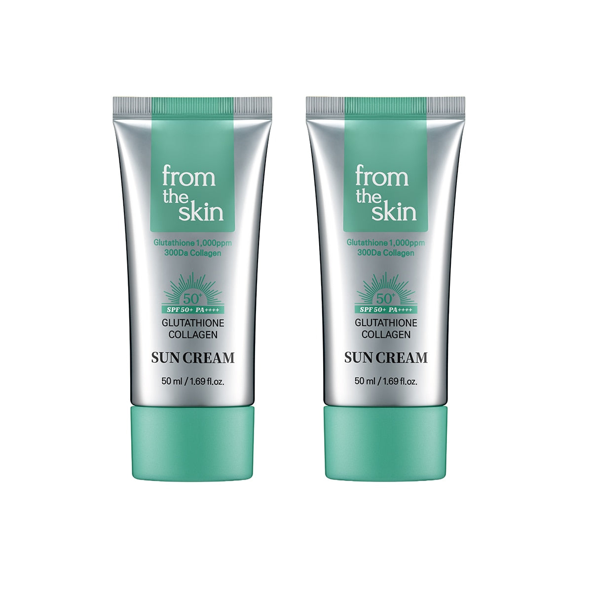 from the skin from the skin Glutathione Collagen Sun Cream 50ml x 2ea - hydrating - front bottle shot