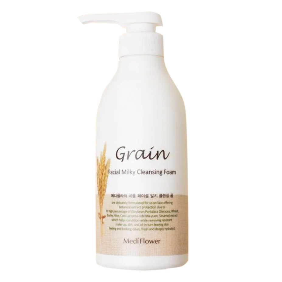 MediFlower MediFlower Grain Facial Milky Cleansing Foam 500ml - hydrating - front bottle shot