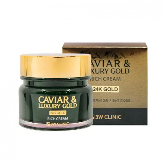 3W CLINIC 3W CLINIC 24K Gold Caviar & Luxury Gold Rich Cream 100g - hydrating - front bottle shot