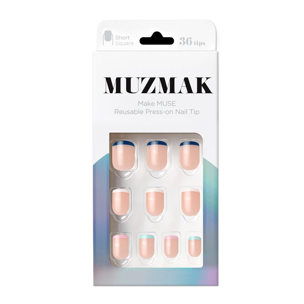 MUZMAK MUZMAK Nail Tips 36pcs #Neutral French(Short Square) - anti-aging - front bottle shot