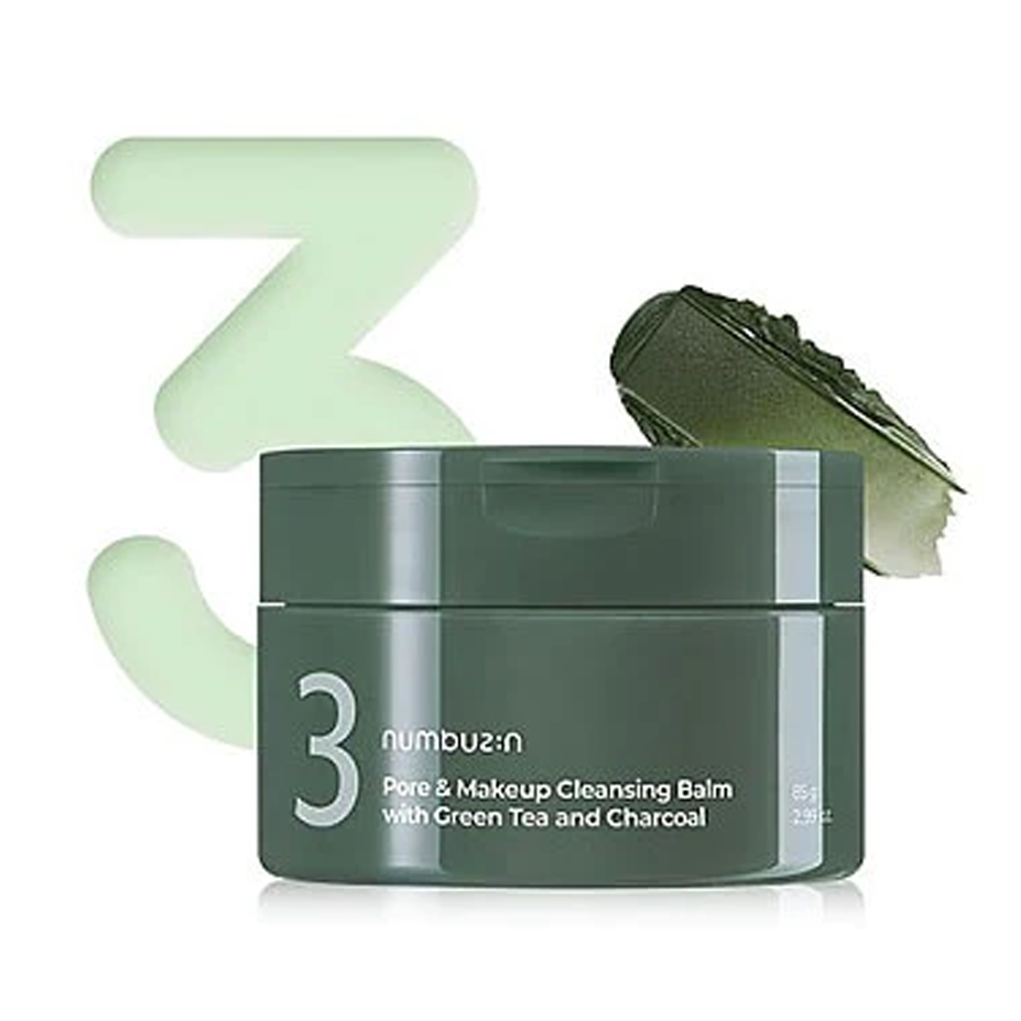 numbuzin numbuzin No.3 Pore & Makeup Cleansing Balm with Green Tea and Charcoal 85g - pore care - front bottle shot