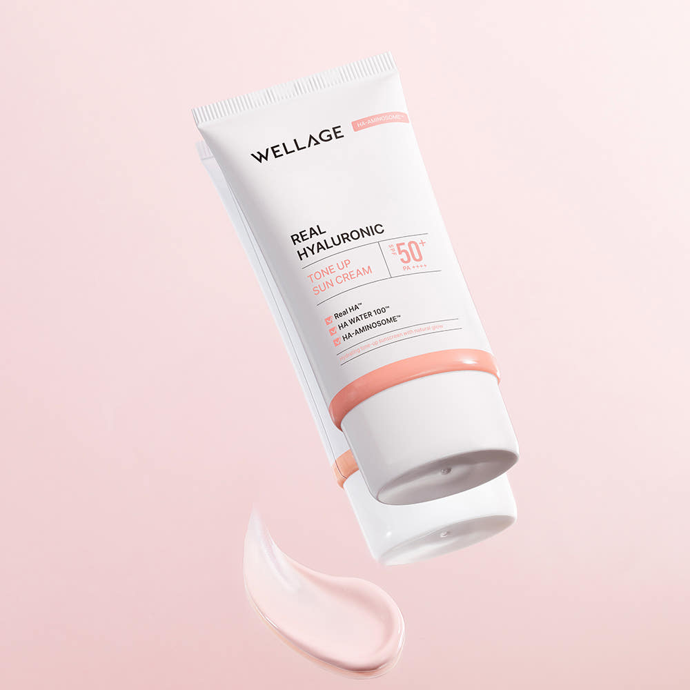WELLAGE Wellage Real Hyaluronic Tone Up Sun Cream 50ml SPF50+ PA++++ - hydrating - front bottle shot