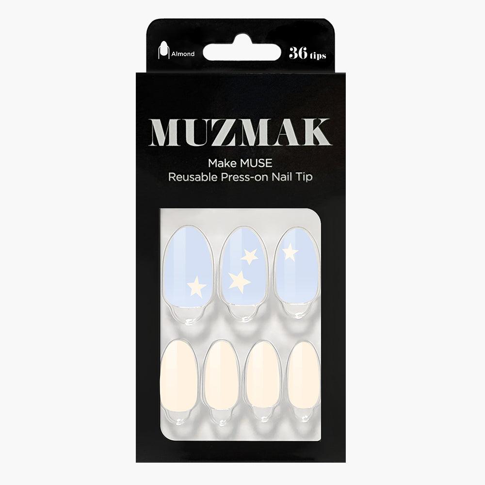MUZMAK MUZMAK Nail Tips 36pcs #Starry(Almond) - anti-aging - front bottle shot