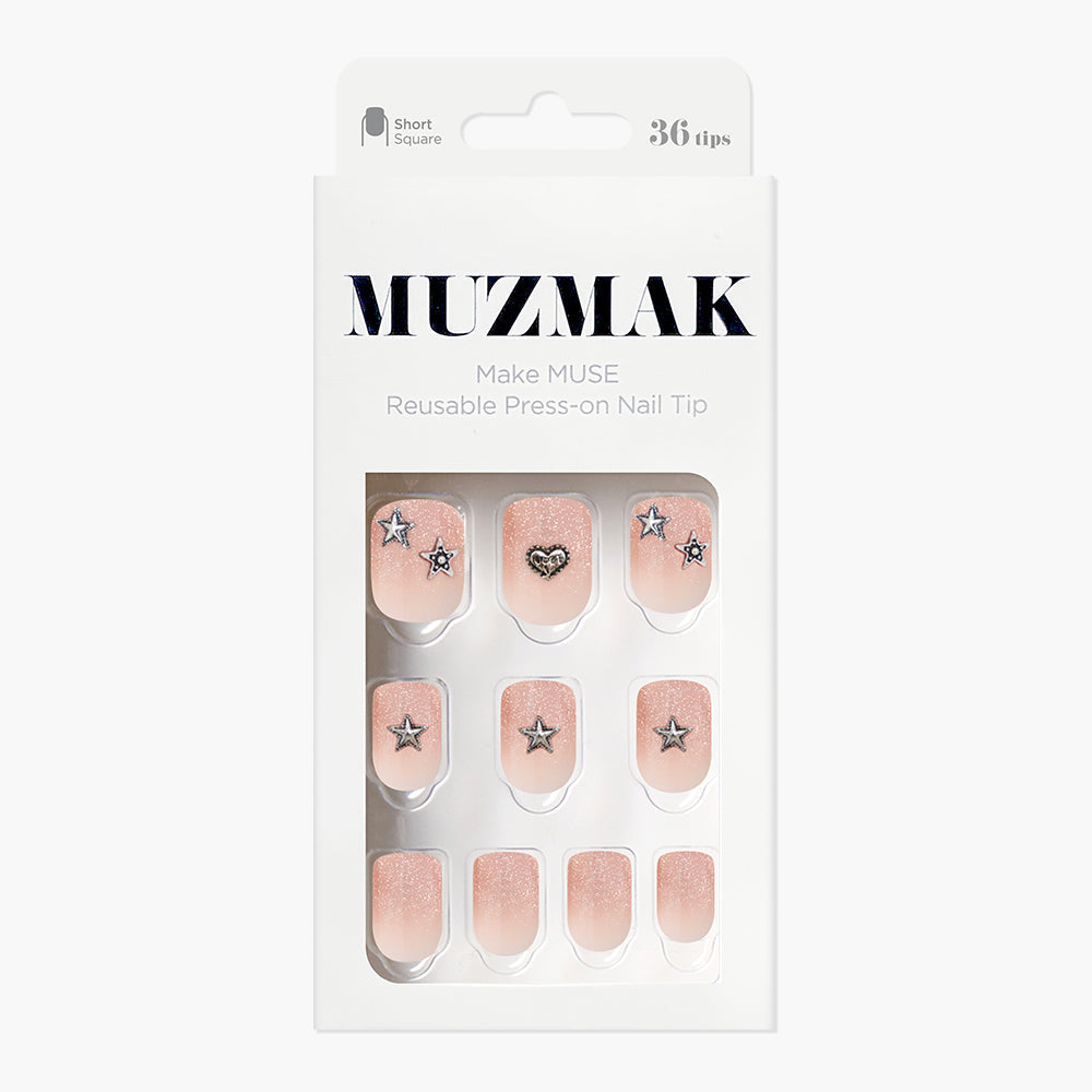 MUZMAK MUZMAK Nail Tips 36pcs #Angel Punk(Short Square) - anti-aging - front bottle shot