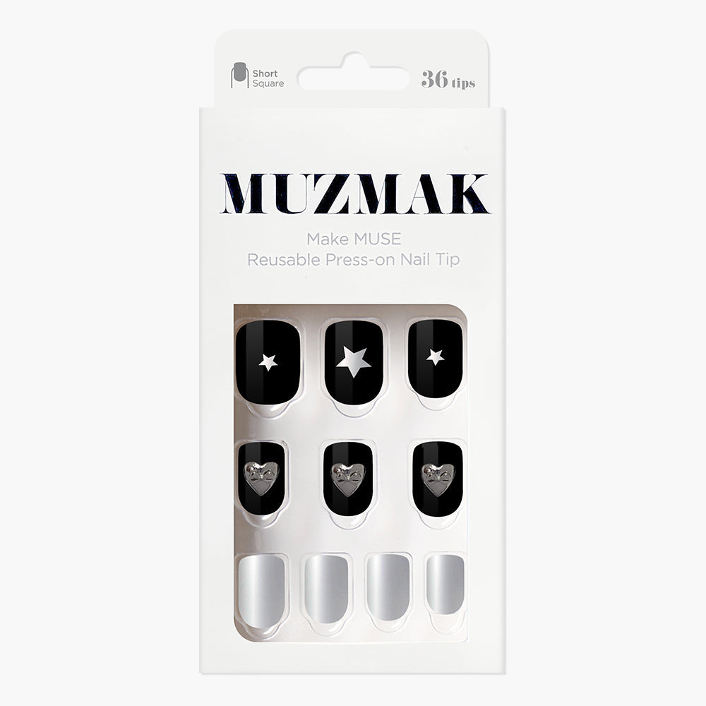 MUZMAK MUZMAK Nail Tips 36pcs #Dazed(Short Square) - anti-aging - front bottle shot