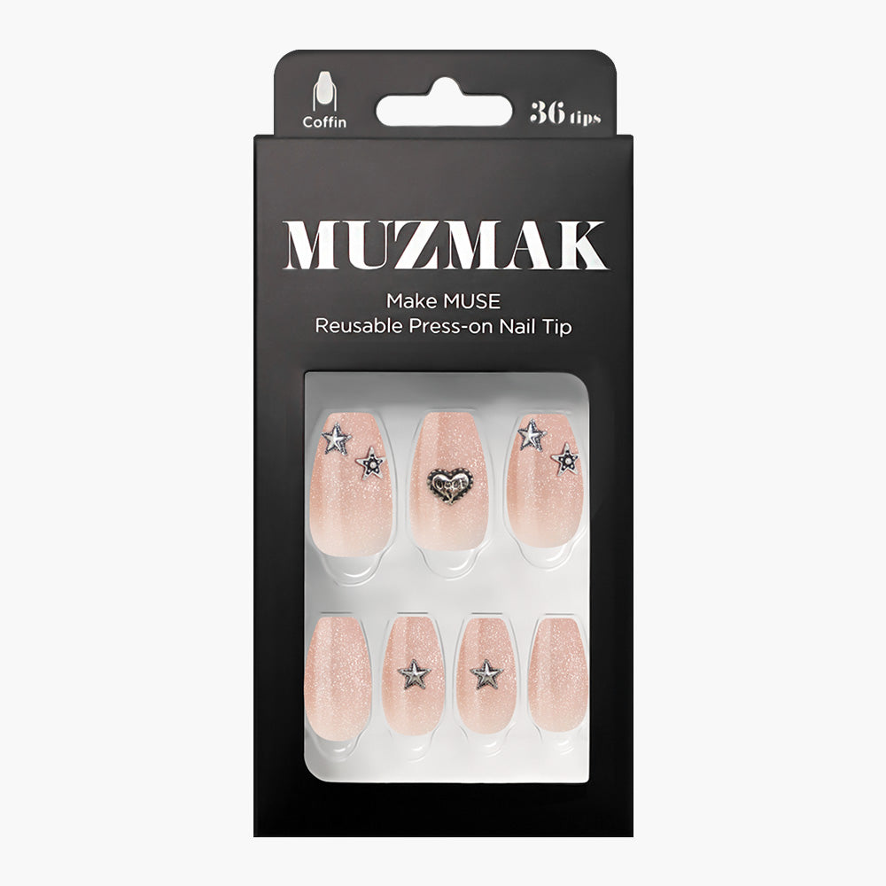 MUZMAK MUZMAK Nail Tips 36pcs #Angel Punk(Coffin) - anti-aging - front bottle shot