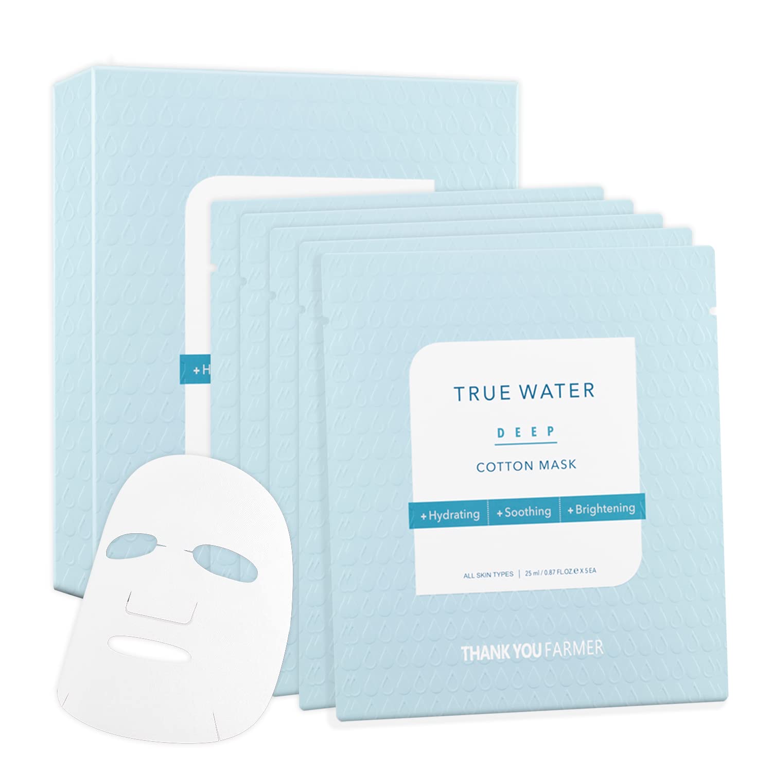 THANK YOU FARMER THANK YOU FARMER True Water Deep Cotton Mask 25ml X 5 Pads - hydrating - front bottle shot