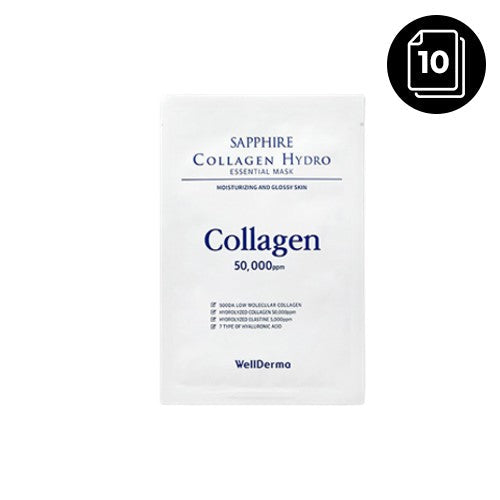 WellDerma WellDerma Spphire Collagen Hydro Essential Mask 30ml*10ea - hydrating - front bottle shot