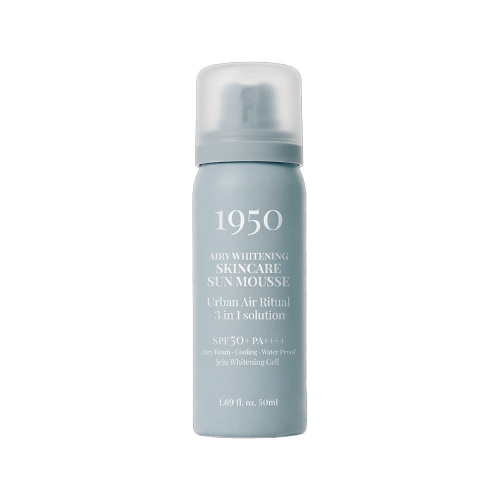 1950 1950 Airy Whitening Skincare Sun Mousse 50ml SPF 50+ PA++++ - hydrating - front bottle shot