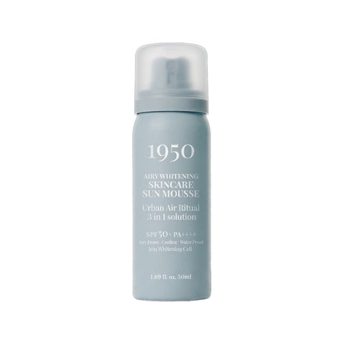 1950 1950 Airy Whitening Skincare Sun Mousse 50ml SPF 50+ PA++++ - hydrating - front bottle shot