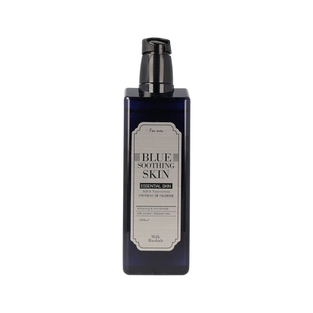 MilkBaobab Milk Baobab Blue Soothing Skin for Men 200ml - hydrating - front bottle shot