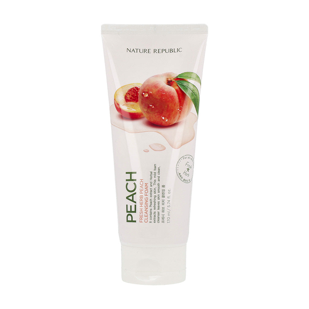 NATURE REPUBLIC NATURE REPUBLIC Fresh Herb Peach Cleansing Foam 170ml - hydrating - front bottle shot