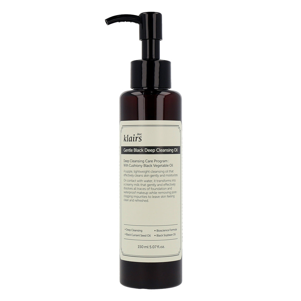 dear, klairs dear, klairs Gentle Black Deep Cleansing Oil 150ml - hydrating - front bottle shot