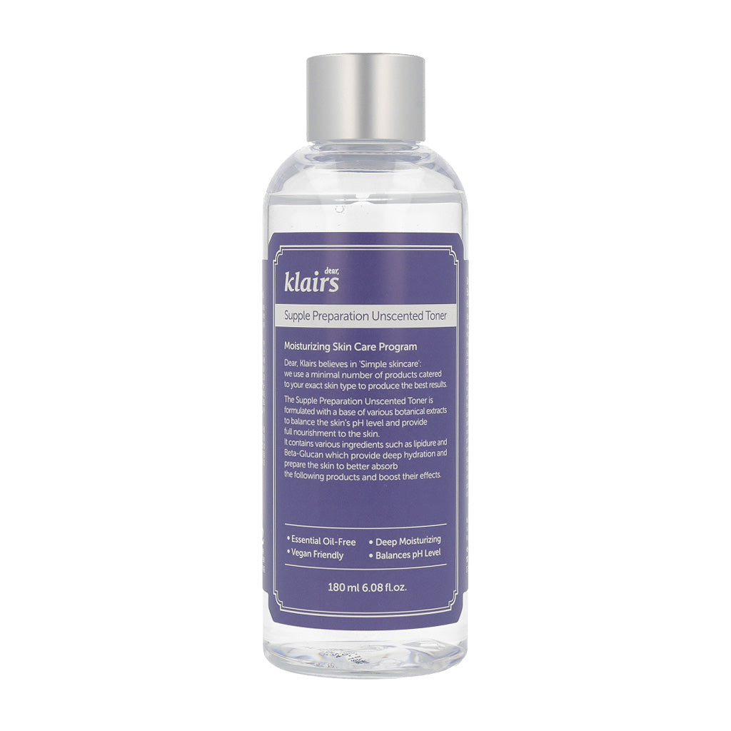 dear, klairs dear, klairs Supple Preparation Unscented Toner 180ml - nourishing - front bottle shot