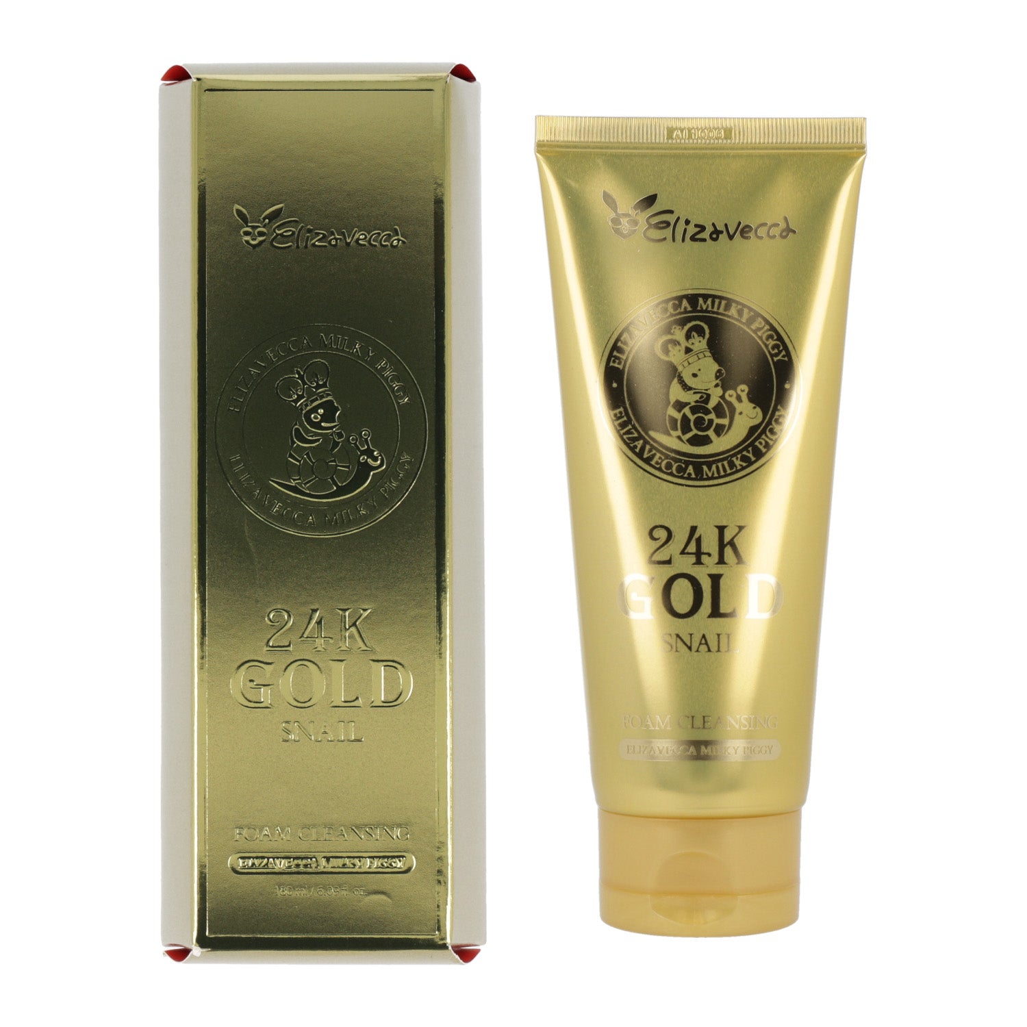 Elizavecca Elizavecca Milky Piggy 24k gold snail Cleansing Foam 180ml - soothing - front bottle shot