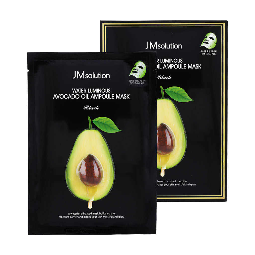 JM Solution JM Solution Water Luminous Avocado Oil Ampoule Mask Black 10ea - hydrating - front bottle shot